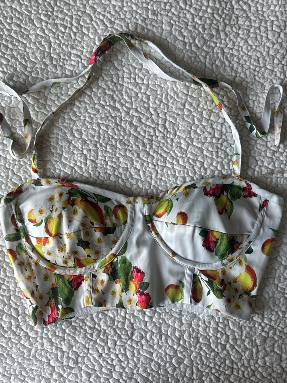 Floral Mango Print White Bustier Two Piece Set / Playsuit